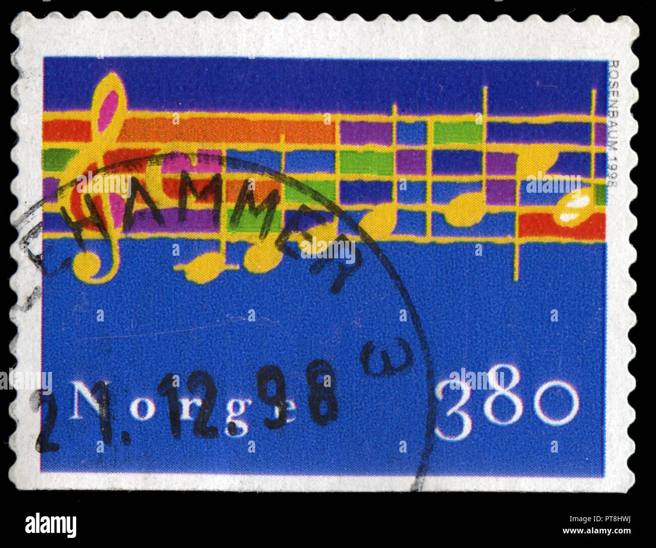 Timbre cachet de la Norvège dans la série de noël publiée en 1998 Banque D'Images