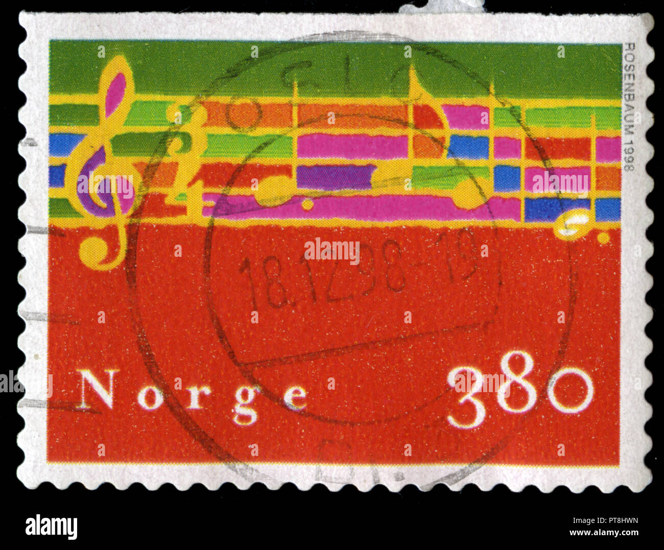 Timbre cachet de la Norvège dans la série de noël publiée en 1998 Banque D'Images
