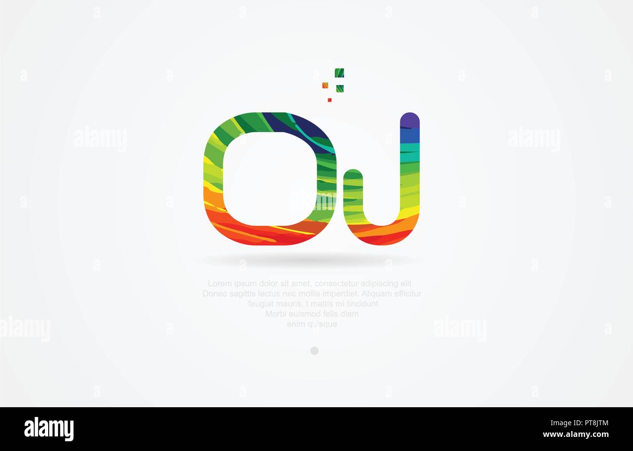 Jo o j lettre alphabet icône logo design combinaison avec rainbow color Illustration de Vecteur