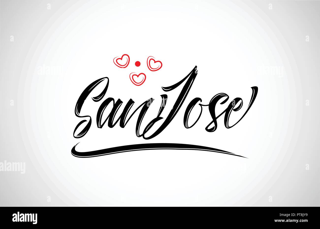 San Jose city texte conception avec coeur rouge design icône typographique approprié pour la promotion touristique Illustration de Vecteur