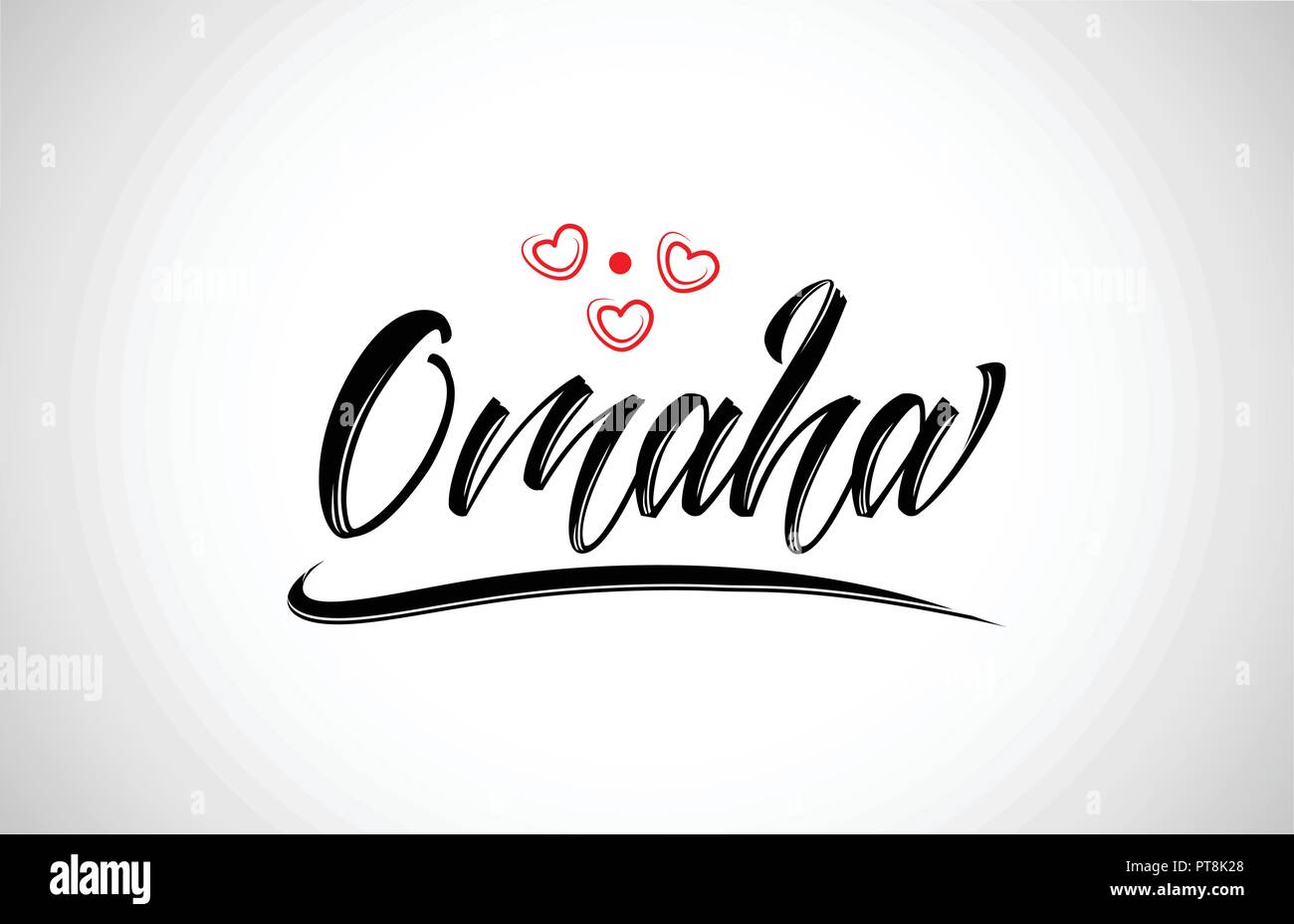 Omaha city texte conception avec coeur rouge design icône typographique approprié pour la promotion touristique Illustration de Vecteur