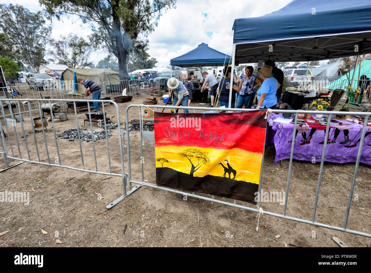 Poitikie la démonstration de cuisine au décrochage de l'Afrique du Sud, Australie, 2018 Camp Festival Four Millmerran, dans le sud du Queensland, Queensland, Australie Banque D'Images