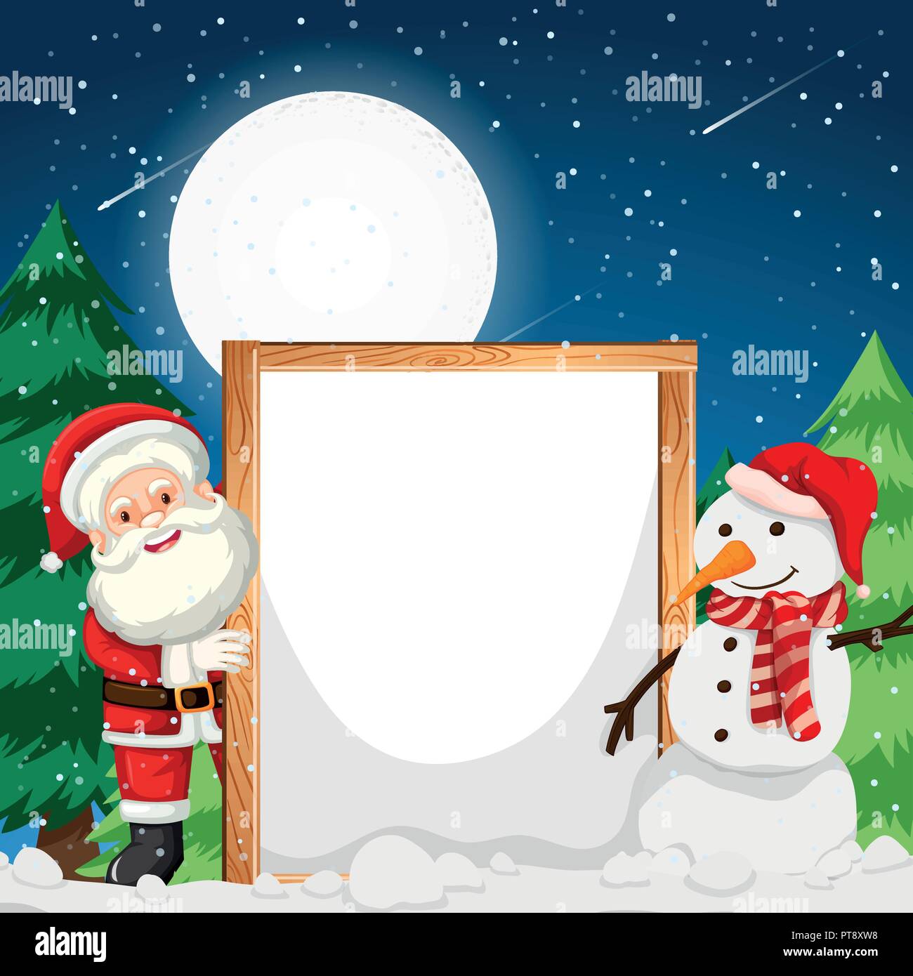 Châssis avec santa et bonhomme illustration Illustration de Vecteur