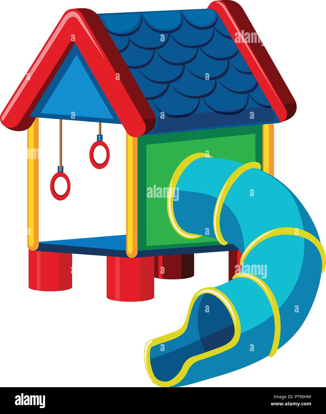 Treehouse avec toboggan aire de jeux illustration Illustration de Vecteur