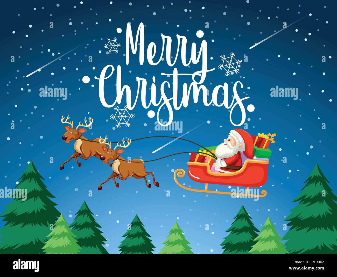 Joyeux noël santa sleigh illustration Illustration de Vecteur