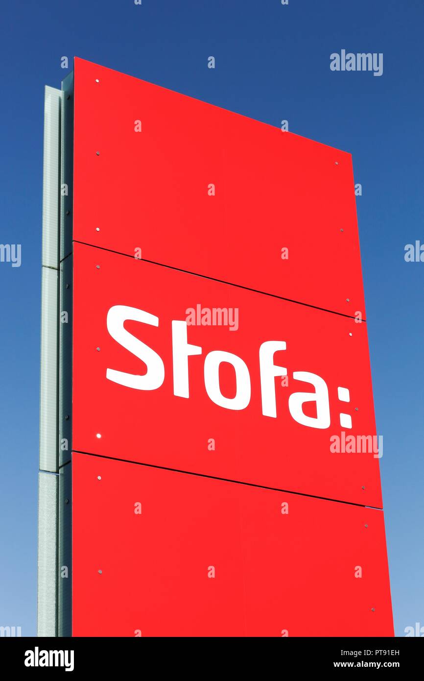 Holme, Danemark - 22 septembre 2018 : Stofa logo sur un panneau. Stofa est une société danoise de fournir la télévision par câble et internet Banque D'Images