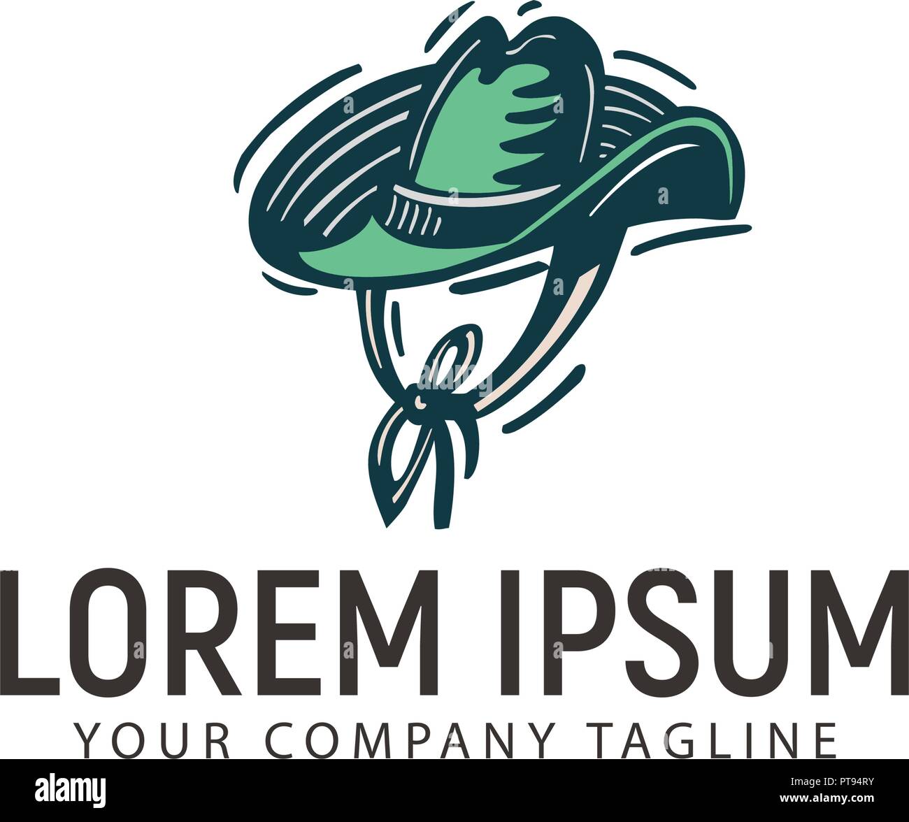 Chapeau coboy design logo dessiné à la main rétro modèle concept Illustration de Vecteur