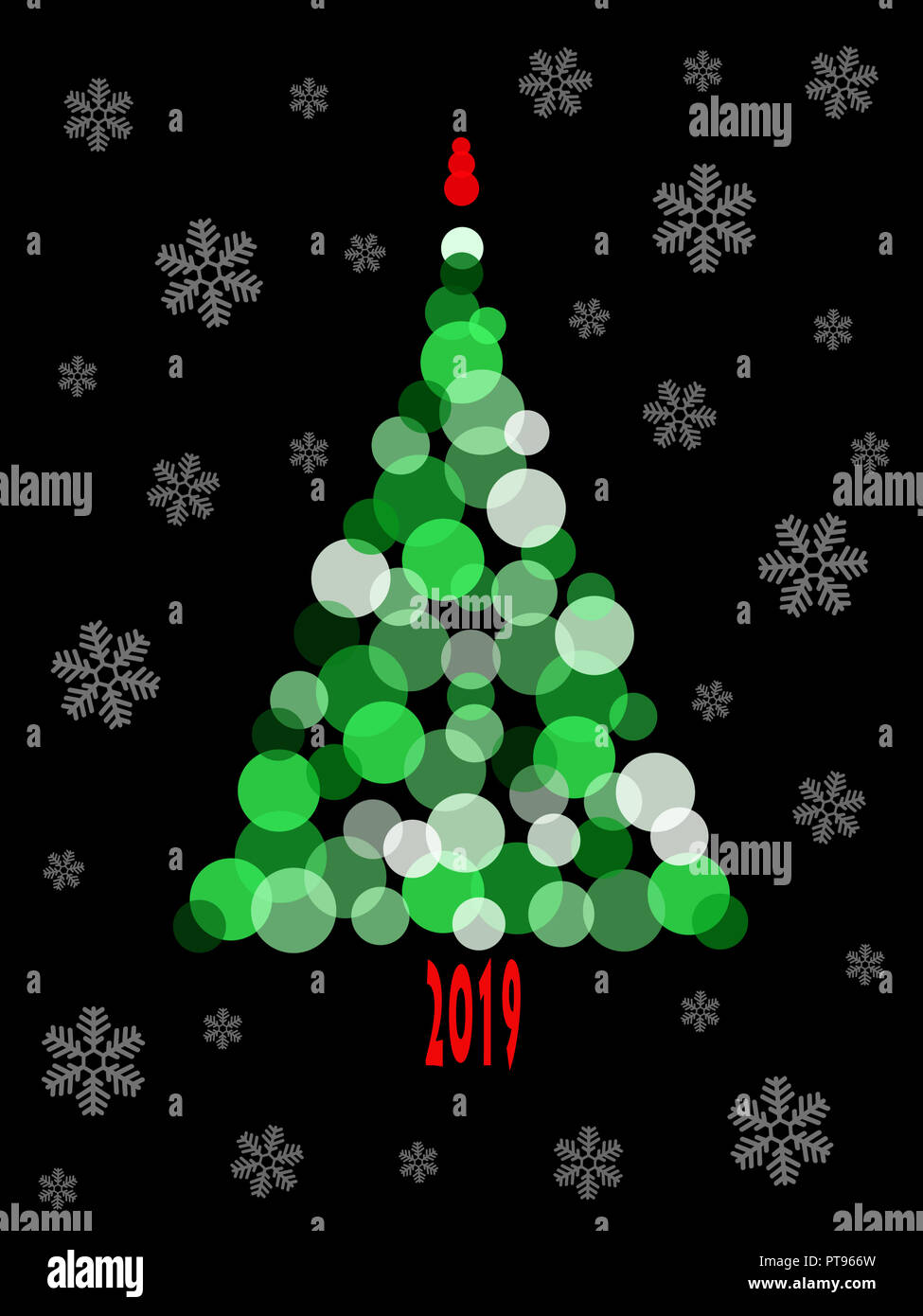 Résumé de l'arbre de Noël vert et blanc flocons sur fond noir. Minimal Art Banque D'Images Résumé de l'arbre de Noël vert et blanc flocons sur fond noir. Minimal Art Banque D'Images