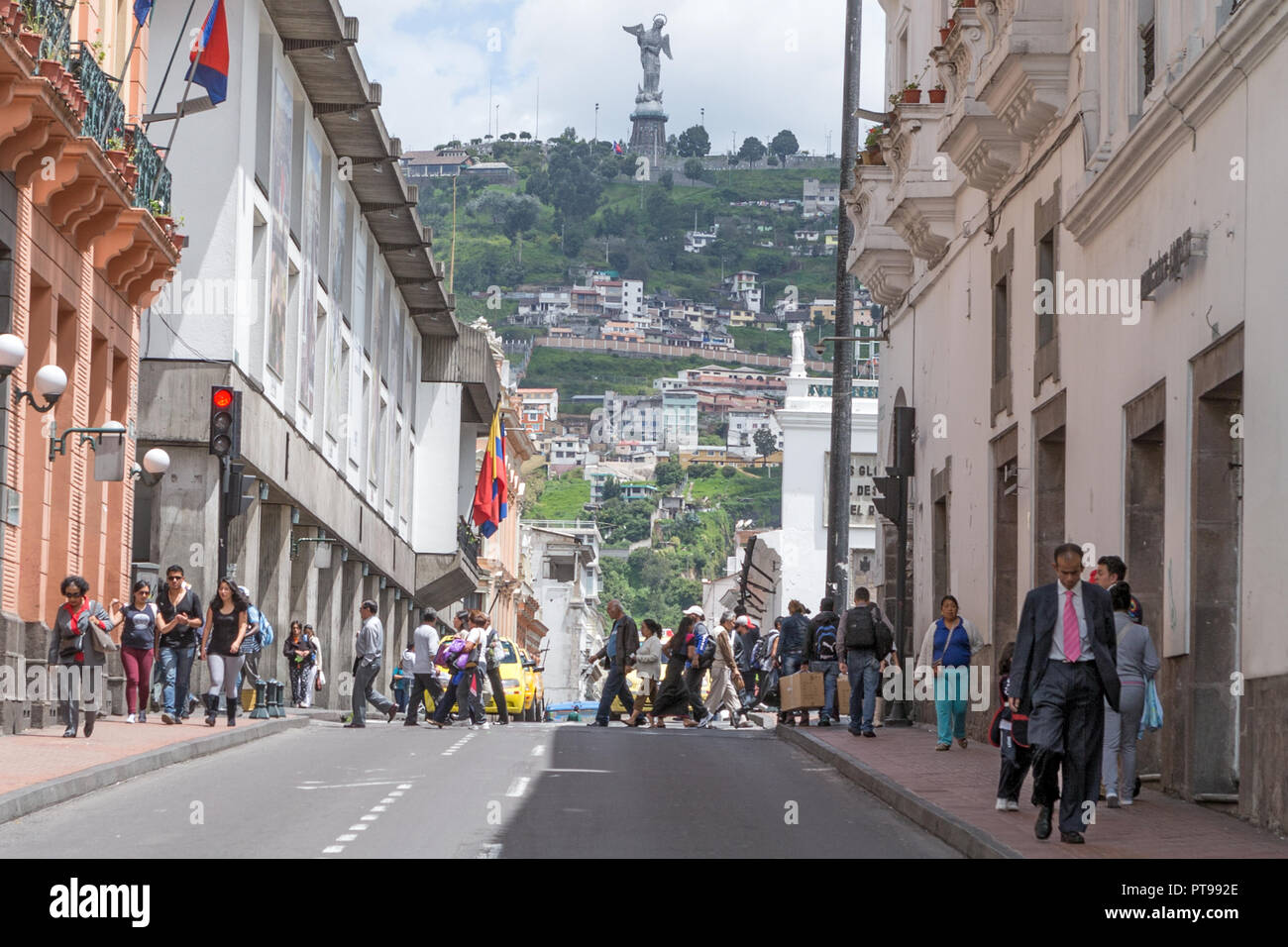 UNESCO World Heritage Centre Quito en Équateur. El Panecillo Monument à la Vierge de Quito Equateur Quito Équateur rue du Venezuela Banque D'Images