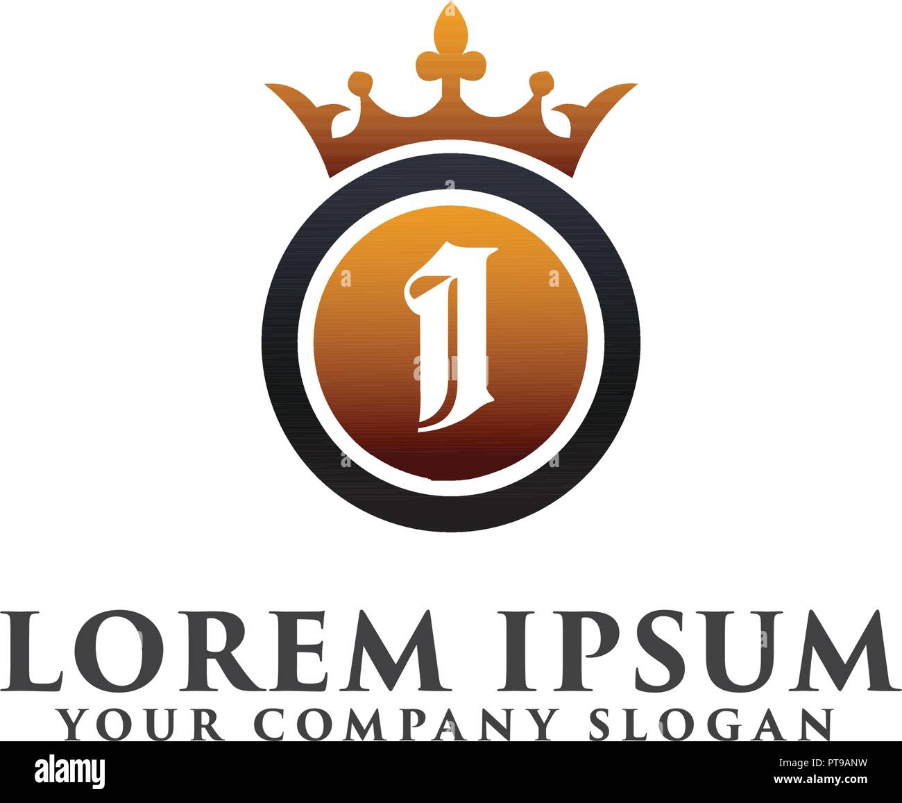 Lettre de luxe I avec logo en couronne concept design template Image ...