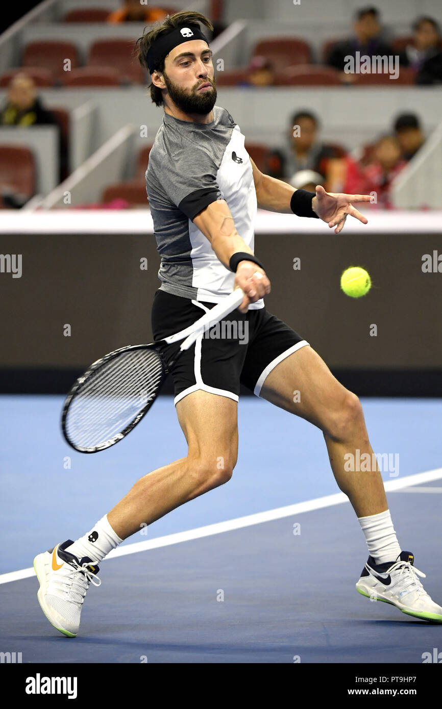 Beijing, Beijing, Chine. 8 octobre, 2018. Beijing, Chine-joueur de tennis professionnel Nikoloz Basilashvili bat Kyle Edmund 2-0 à la demi-finale de l'Open de Chine 2018 à Beijing, Chine, 6 octobre 2018. Crédit : SIPA Asie/ZUMA/Alamy Fil Live News Banque D'Images