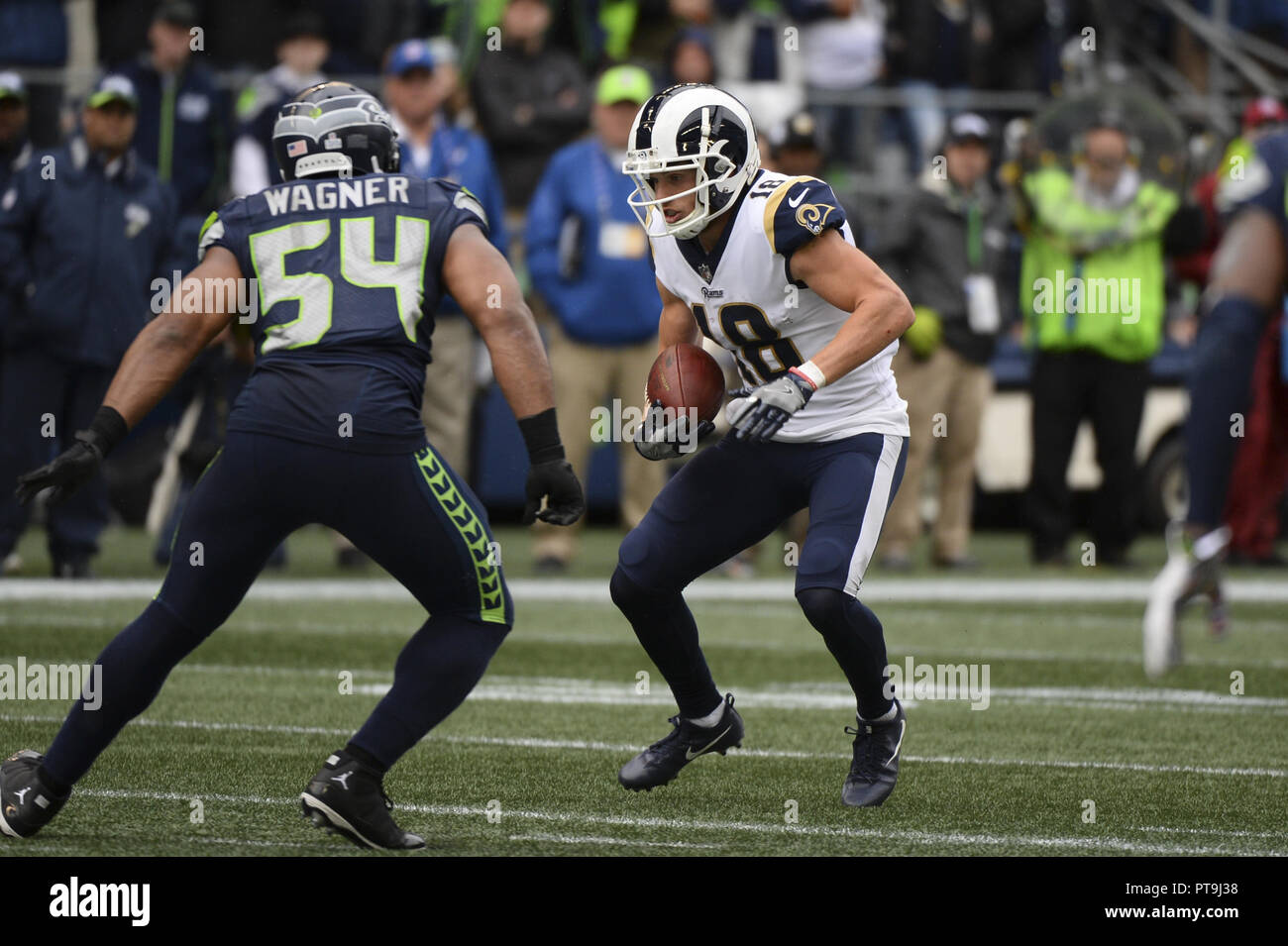 Seattle, Washington, USA. 7 Oct, 2018. Récepteur béliers KUPP COOPER (18) dans l'action que le Los Angeles Rams jouer les Seattle Seahawks dans un jeu à l'Ouest NFC Siècle Lien Field à Seattle, WA. Crédit : Jeff Halstead/ZUMA/Alamy Fil Live News Banque D'Images