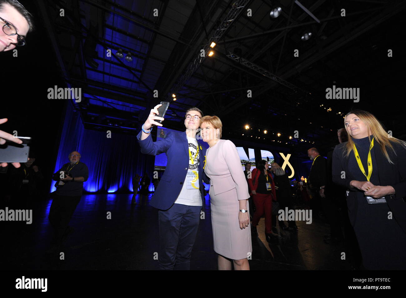 Glasgow, Royaume-Uni. 8 octobre 2018. Nicola Sturgeon MSP - Premier ministre et leader du Parti nationaliste écossais, SNP Conférence nationale annuelle du SECC. Crédit : Colin Fisher/Alamy Live News Banque D'Images