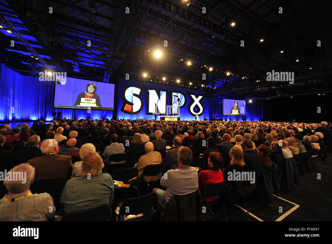 Glasgow, Royaume-Uni. 8 octobre 2018. Jeanne Freeman MSP - Secrétaire du Cabinet pour la santé et le sport à 2018 Conférence annuelle de SNP SECC Glasgow. Crédit : Colin Fisher/Alamy Live News Banque D'Images