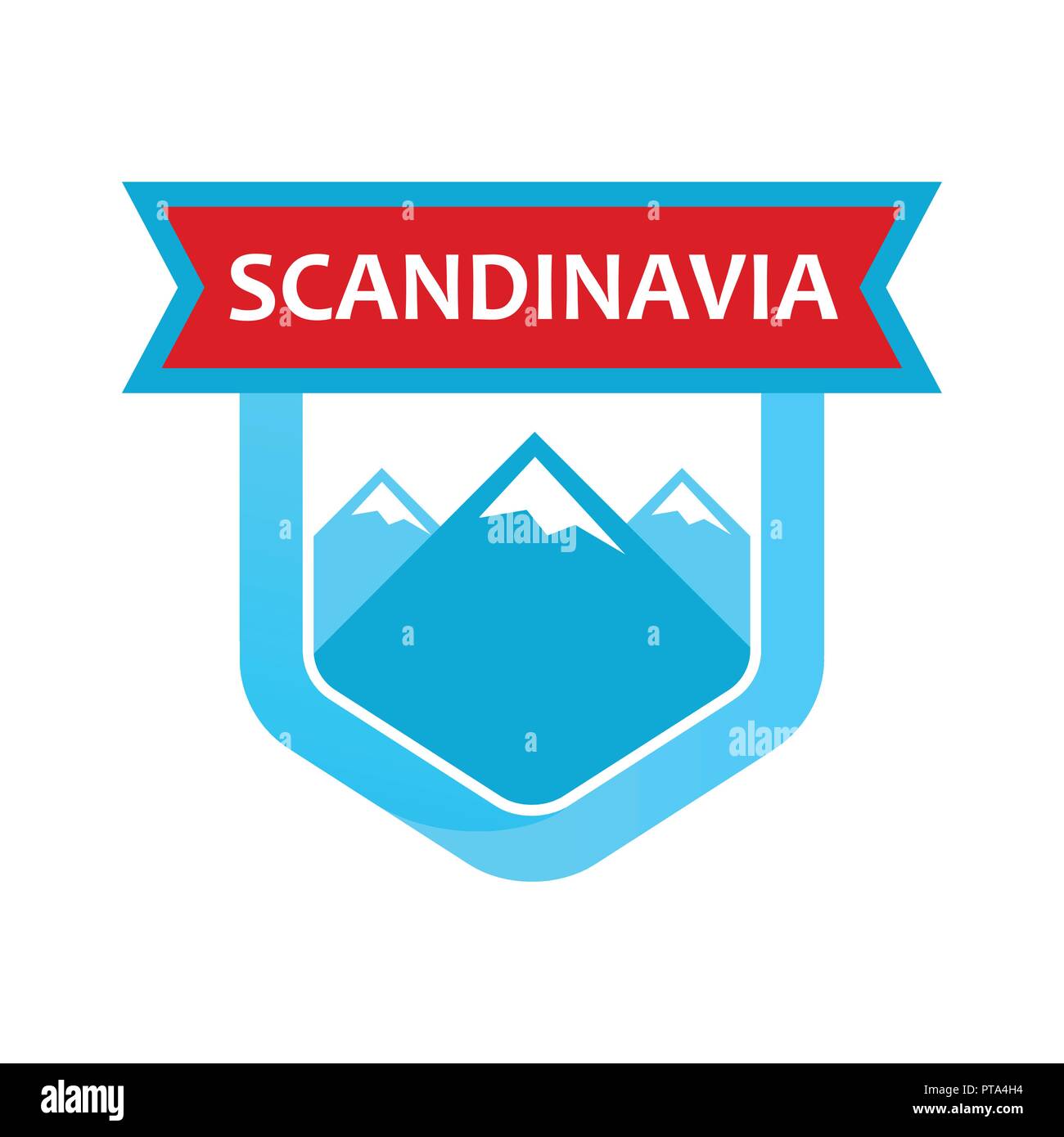 Les roches scandinaves sur l'emblème, Vector isolé sur fond blanc. Illustration de Vecteur