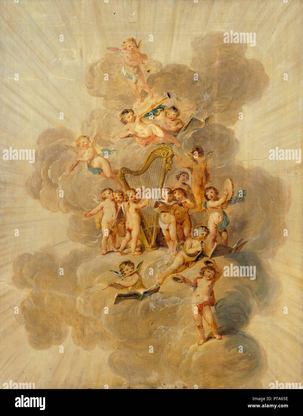 "Chérubins ailés avec des instruments de musique", fin du xviiie ou début du xixe siècle. Organisateur : Julius Caesar Ibbetson. Banque D'Images