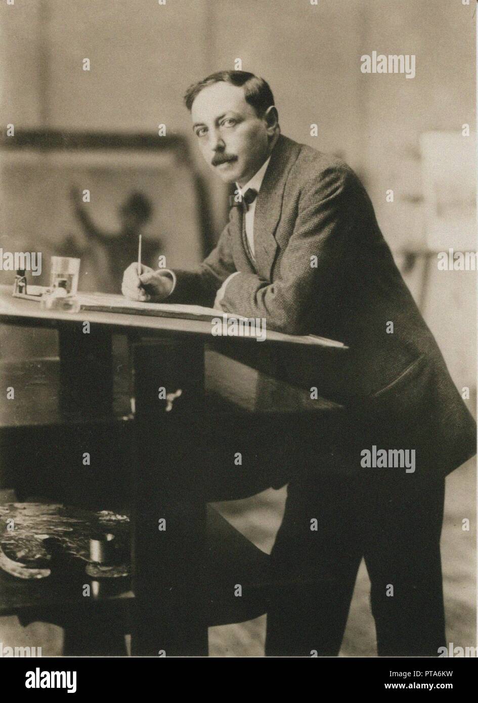 Portrait de Thomas Theodor Heine (1867-1948) dans son atelier, c.1913. Organisateur : anonyme. Banque D'Images