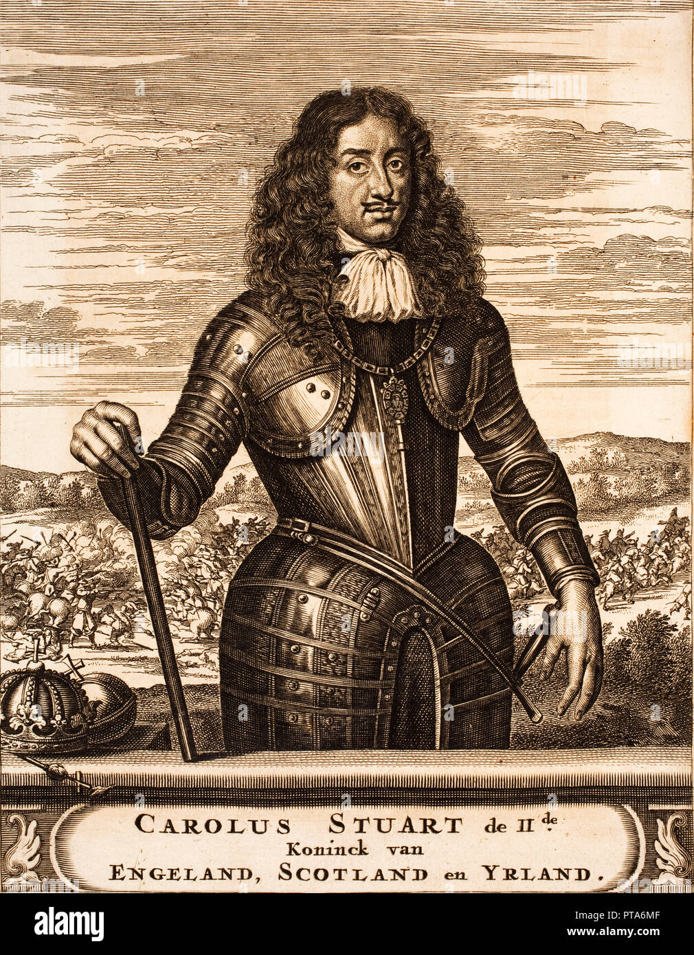Portrait de Charles II d'Angleterre (1630-1685) (à partir de : Schauplatz des Krieges), 1675. Organisateur : anonyme. Banque D'Images
