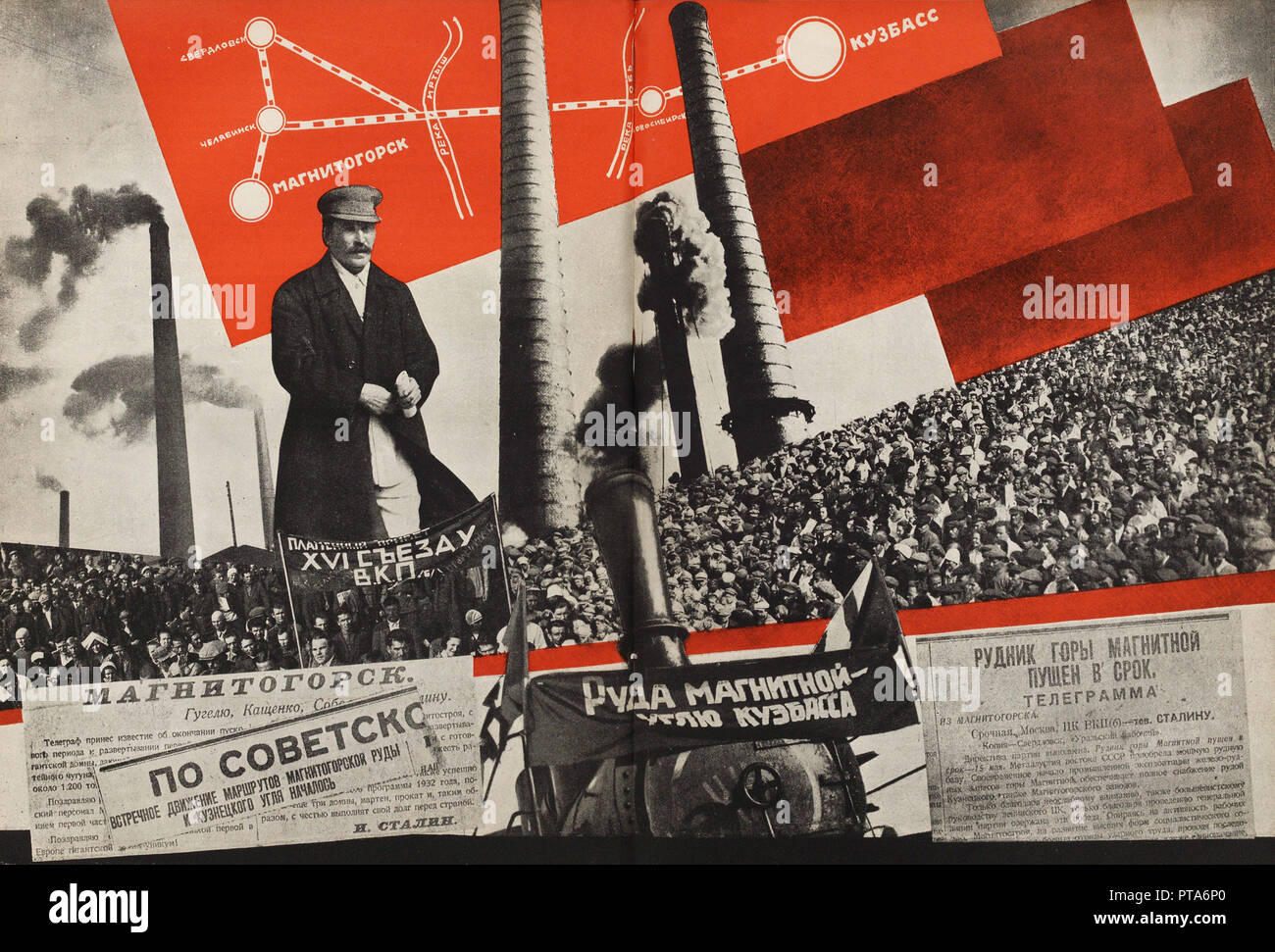 Magnitogorsk - Kouzbass. Illustration de l'URSS s'inspire du socialisme, 1933. Créateur : El Lissitzky, (1890-1941). Banque D'Images