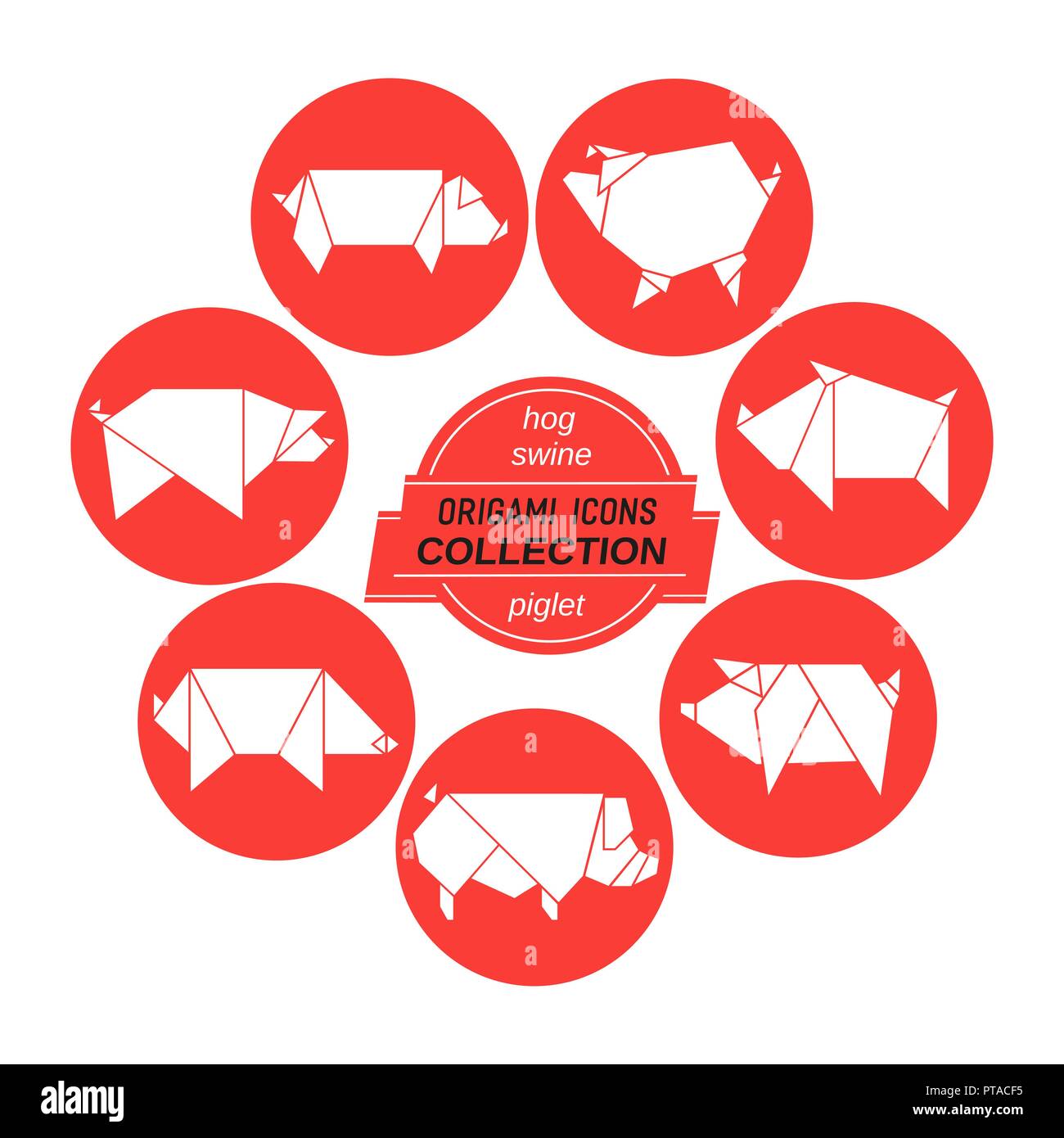 Collection de vecteurs de cochons d'origami Illustration de Vecteur