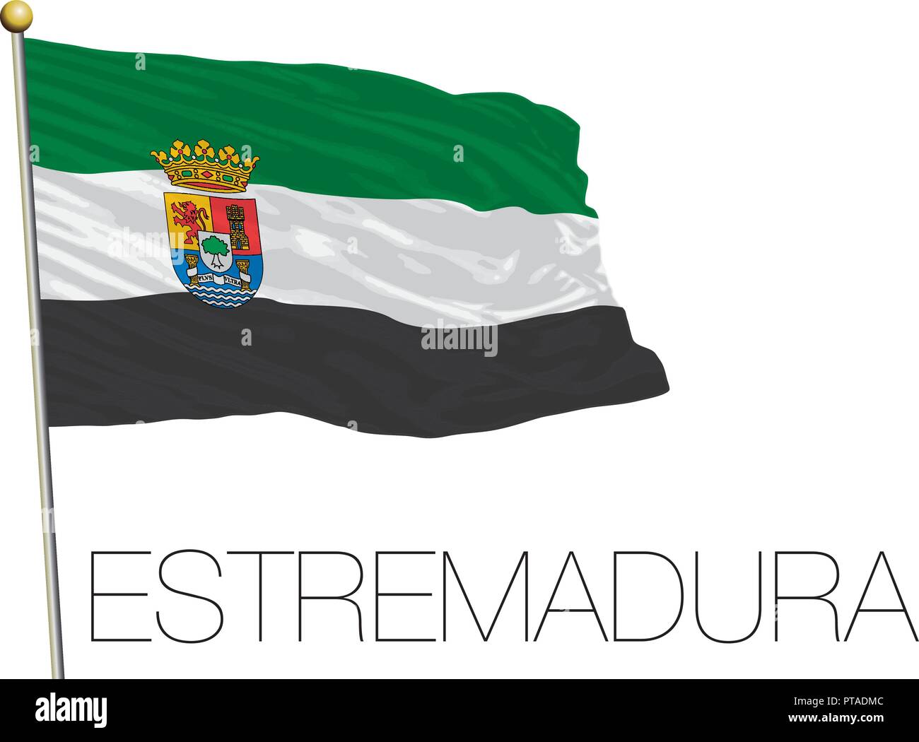 Drapeau régional officiel d'Estrémadure, Espagne, vector illustration Illustration de Vecteur