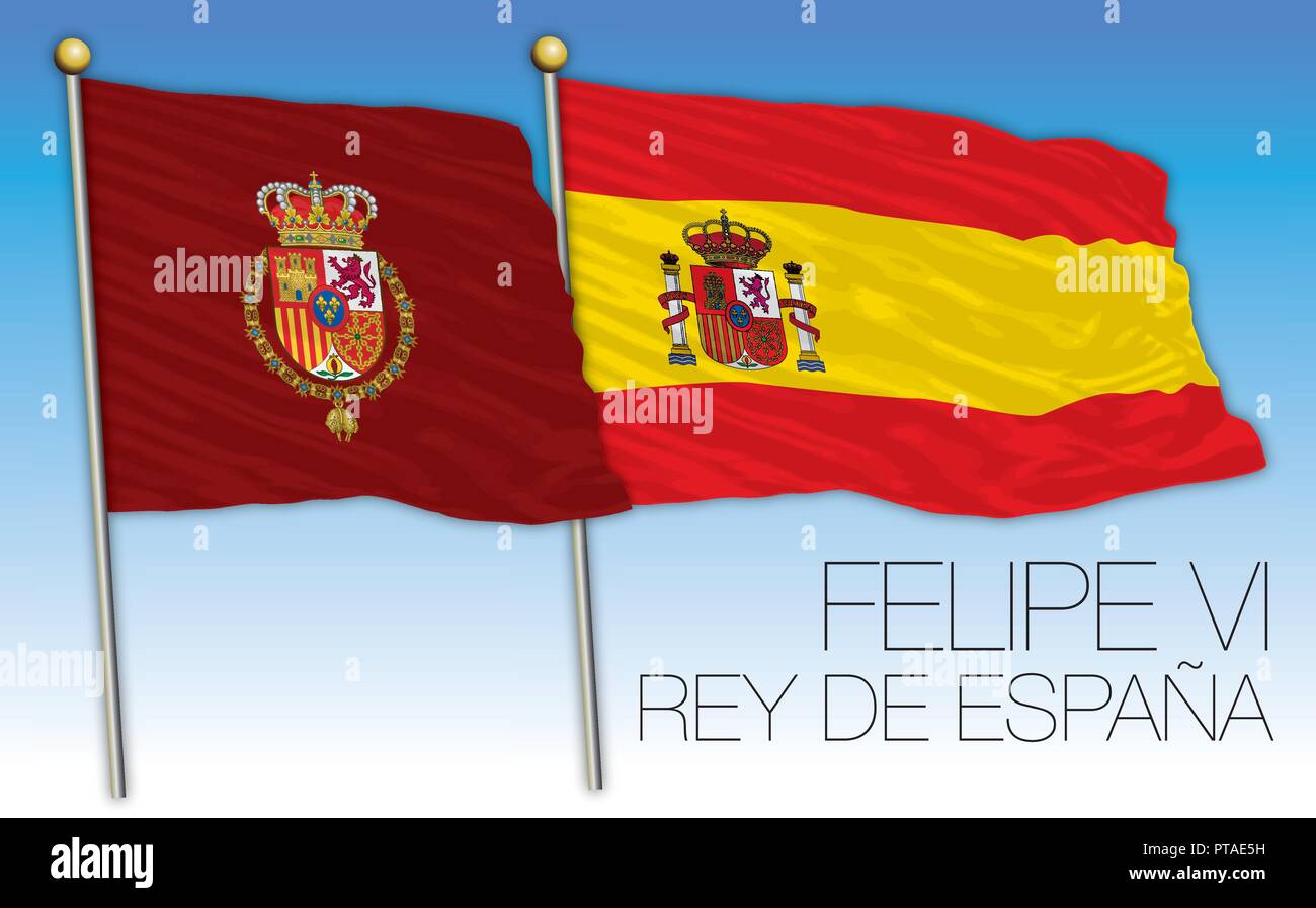 L'Espagne et drapeau personnel du roi du pavillon Philips, vector illustration Illustration de Vecteur