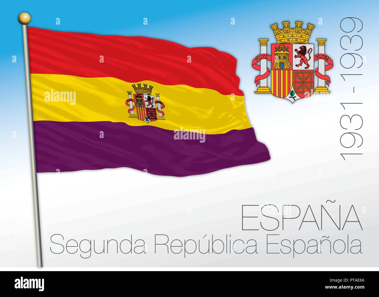 Espagne drapeau historique, Seconde République, 1931 - 1939, Vector illustration Illustration de Vecteur