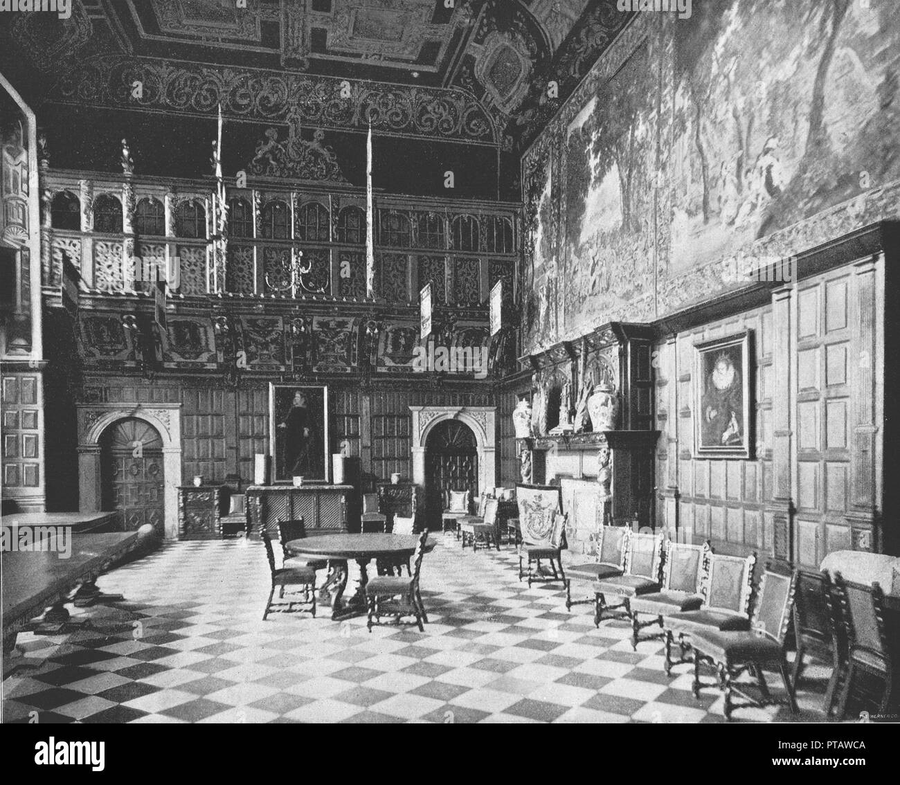 La Grande Salle, Hatfield House, Hatfield, Hertfordshire, 1894. Créateur : Inconnu. Banque D'Images