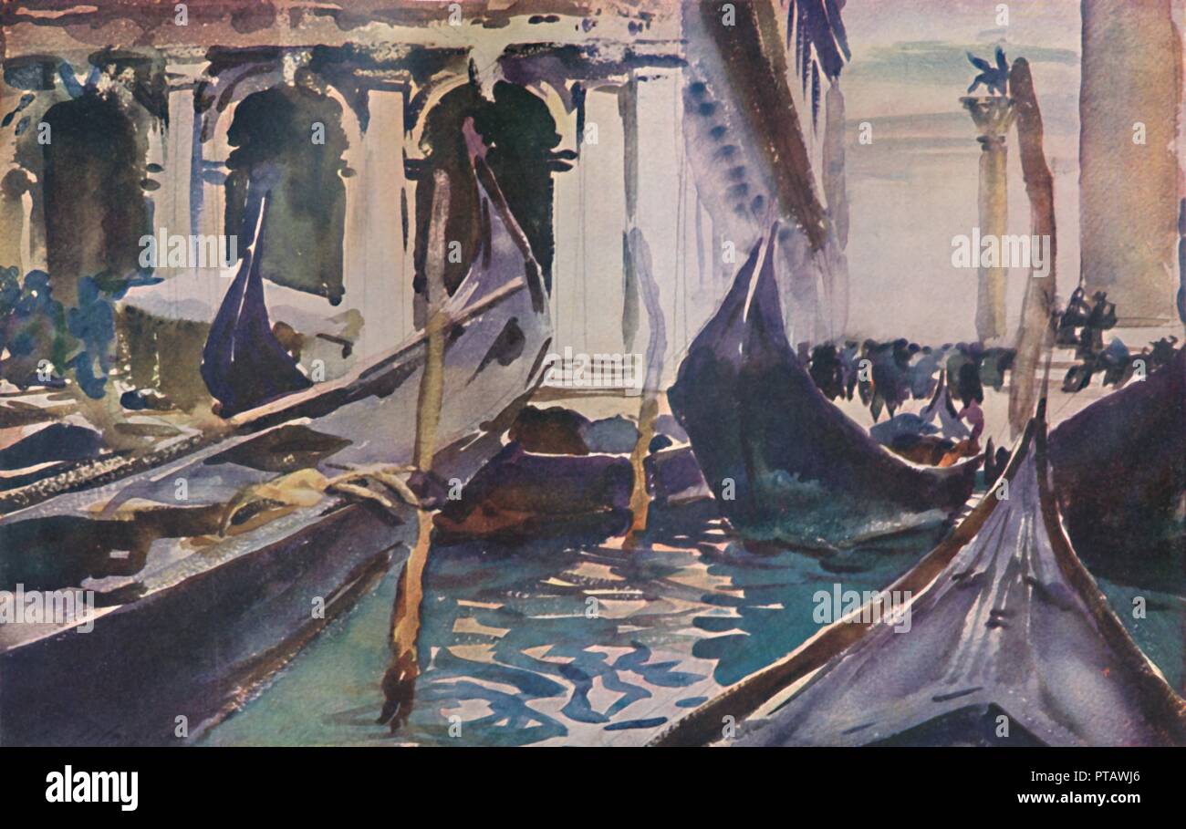 Par la Piazzetta "gondoles", c1904, (1925). Créateur : John Singer Sargent. Banque D'Images