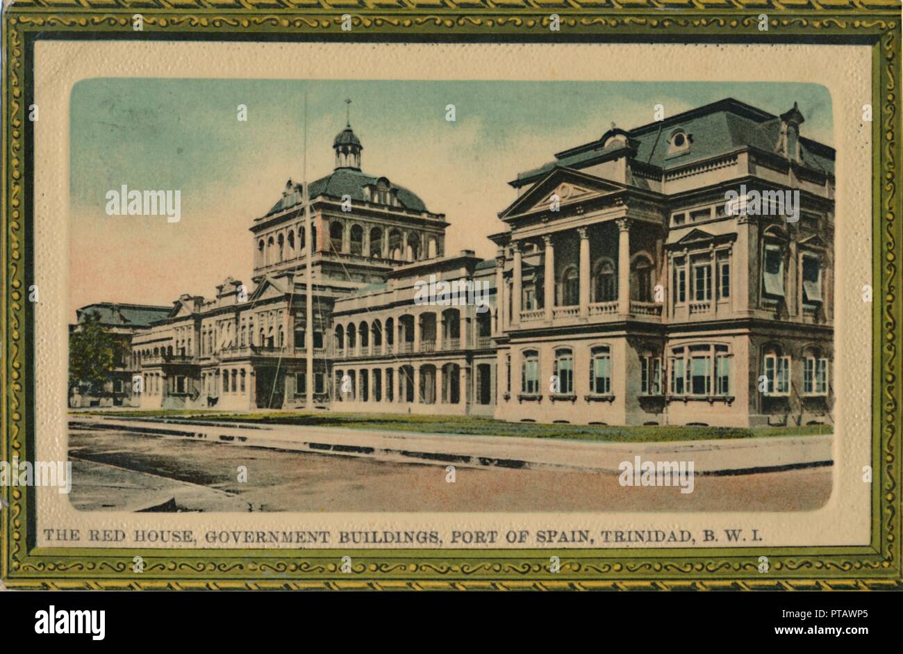 'La Maison Rouge, les édifices gouvernementaux, Port of Spain, Trinidad, B.W.I.", au début du xxe siècle. Créateur : Inconnu. Banque D'Images