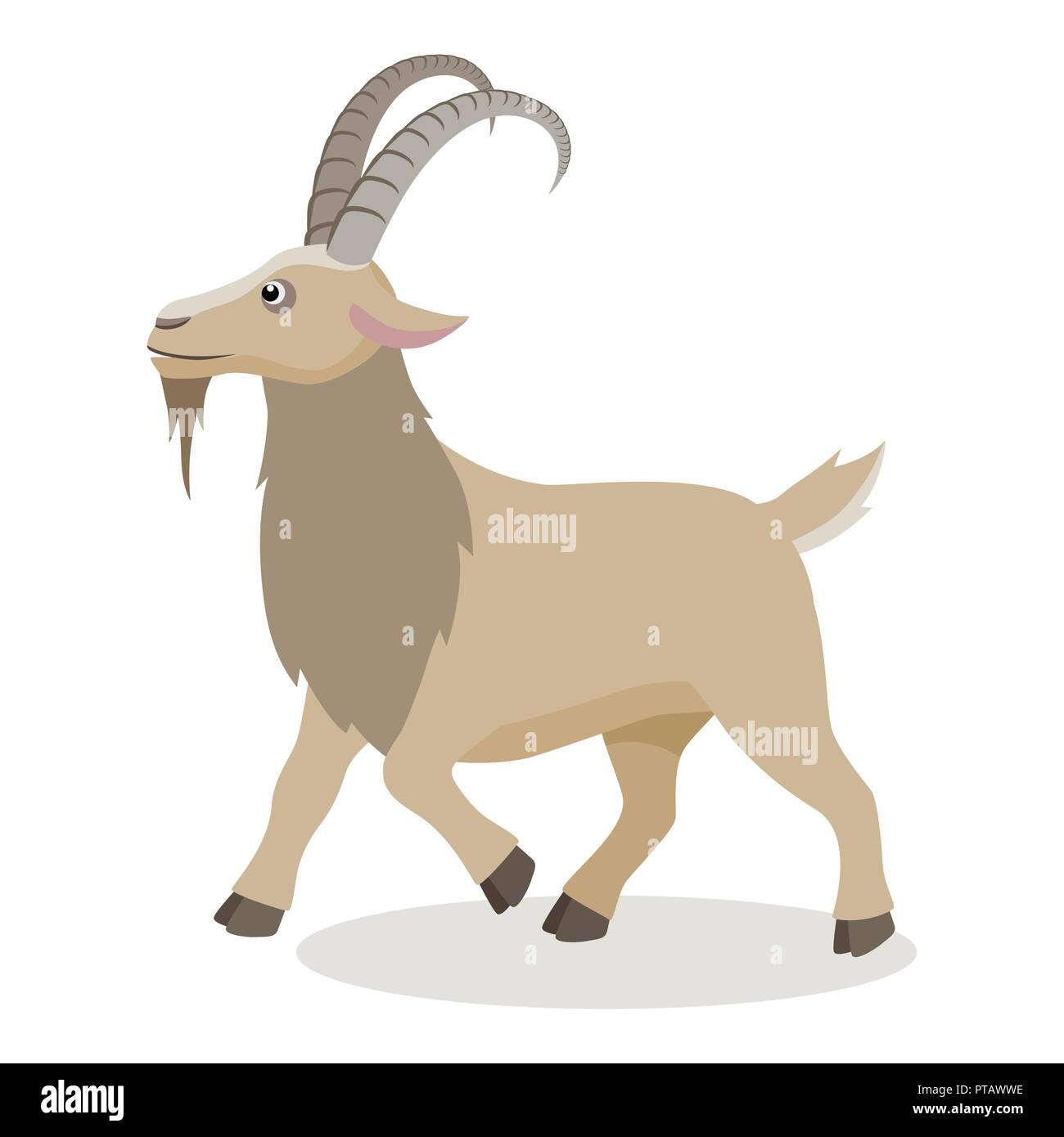 Cartoon chèvre dans différentes poses en style plat Illustration de Vecteur
