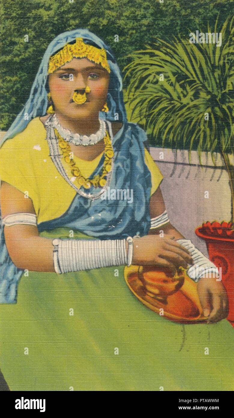 'East Indian Girl, Trinidad, B.W.I.", c1952. Créateur : Inconnu. Banque D'Images