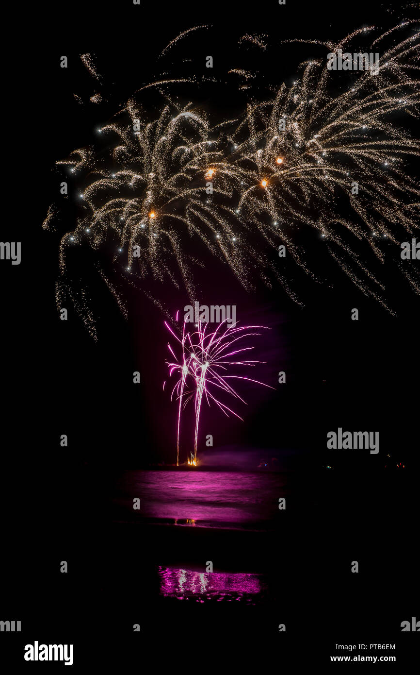 L'été de l'événement annuel d'artifice à la plage de Scheveningen à La Haye le 17 août, La Haye, Pays-Bas, Europe, Fireworks par pays Japon Banque D'Images
