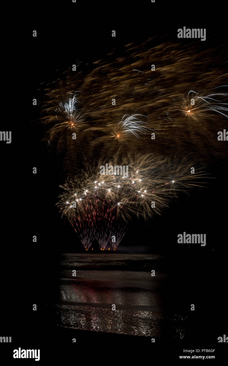 L'été de l'événement annuel d'artifice à la plage de Scheveningen à La Haye le 17 août, La Haye, Pays-Bas, Europe, Fireworks par pays Chine Banque D'Images