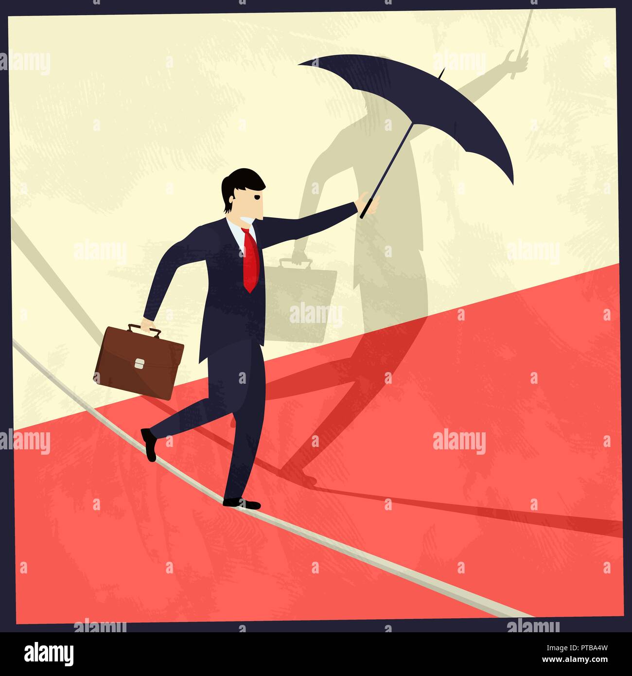 Businessman holding ballance, conceptuel retro style graphique de scénario Illustration de Vecteur