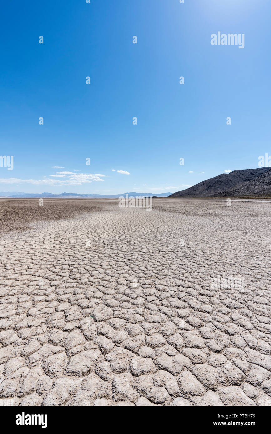Vue verticale de soda desert Lake à la fin de la rivière Mojave en Californie près de Zzyzx. Banque D'Images