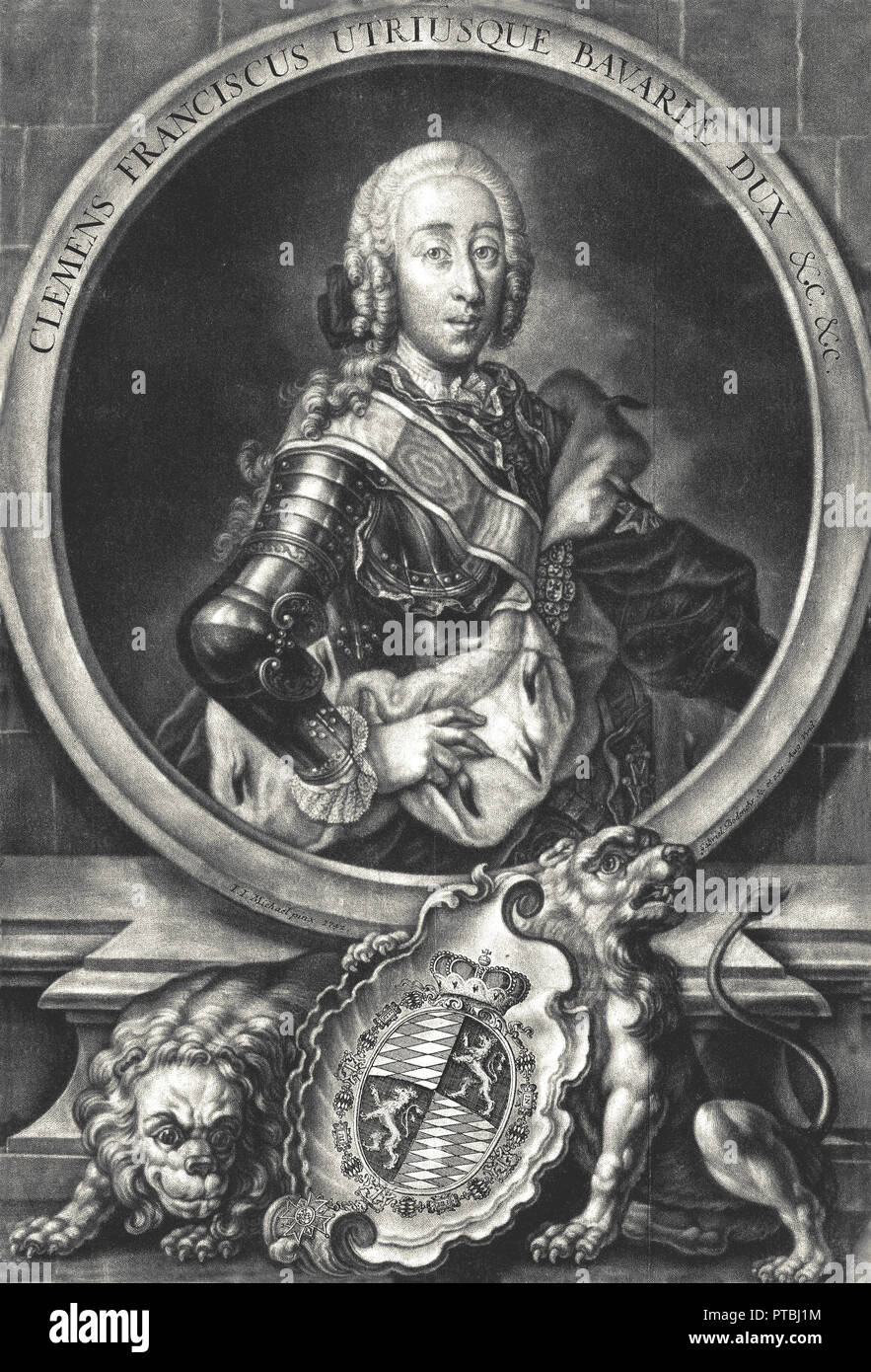 Portrait du duc Clemens Franz de Paula de Bavière, avec l'armure (1722-1770). Petit-fils du roi Maximilien II, électeur de Bavière. Banque D'Images