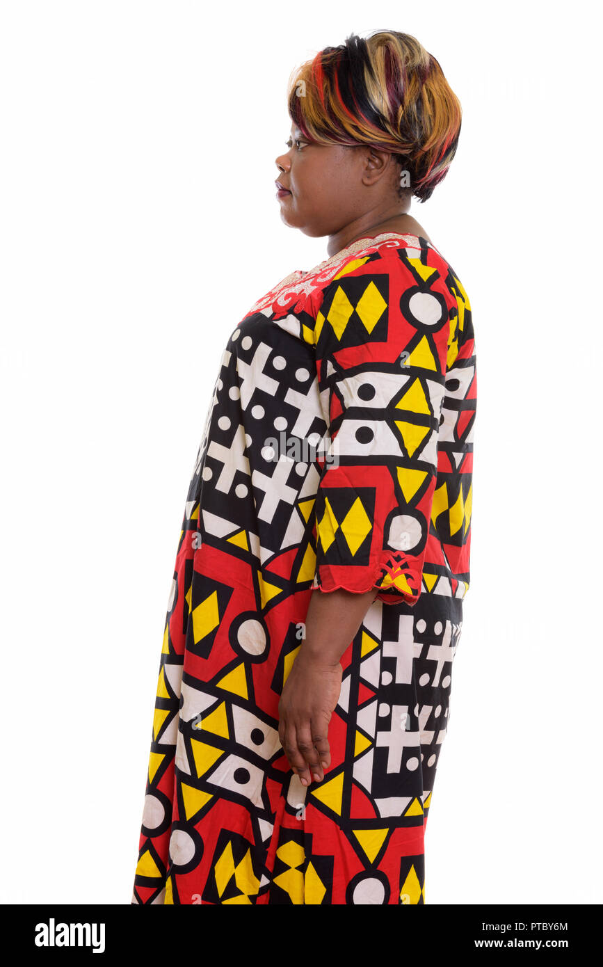 Voir le profil de graisse black African woman standing Banque D'Images