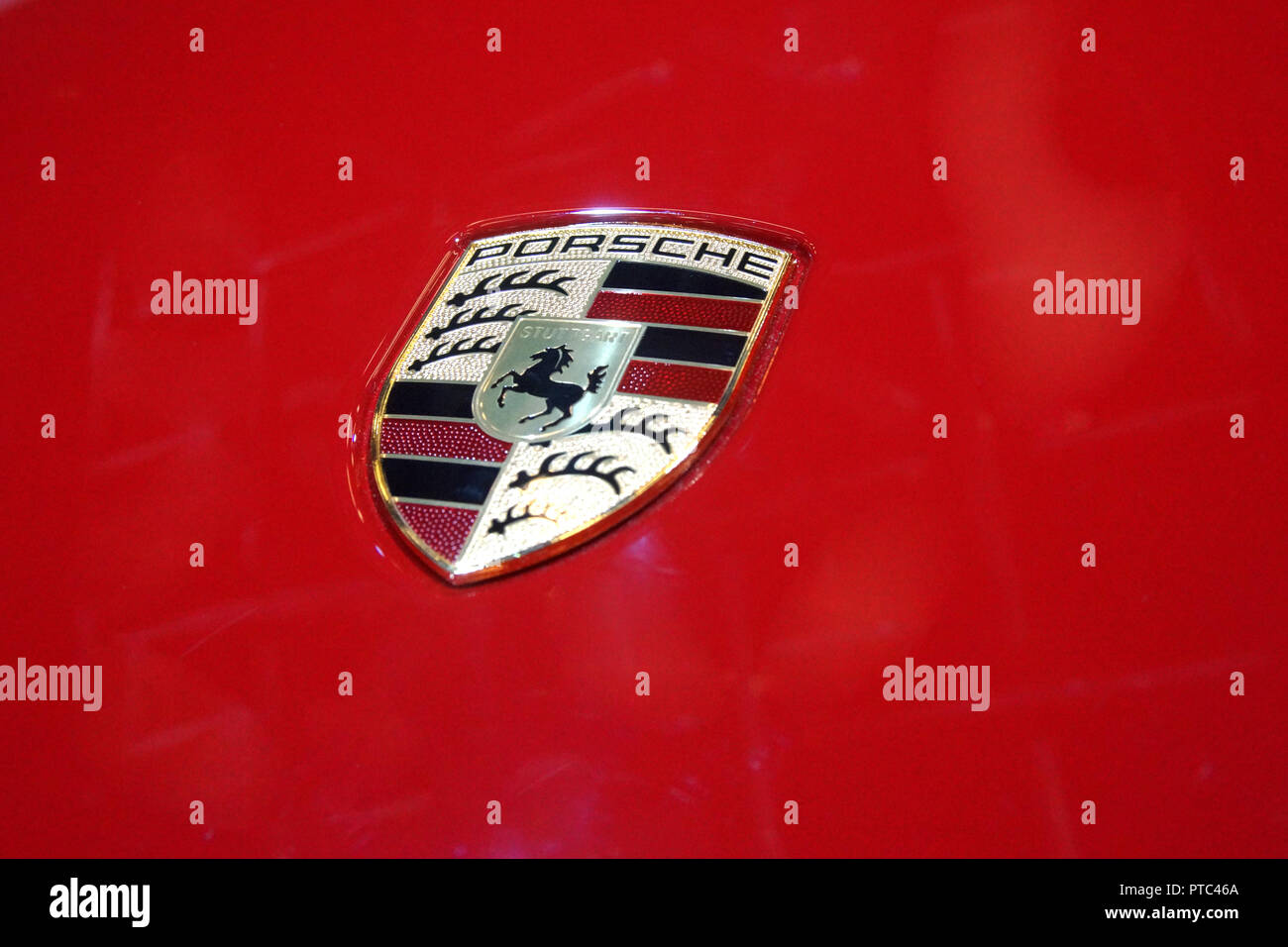 Montréal,Canada,17,janvier,2015.Close-up d'un emblème Porsche.Credit:Mario Beauregard/Alamy Live News Banque D'Images