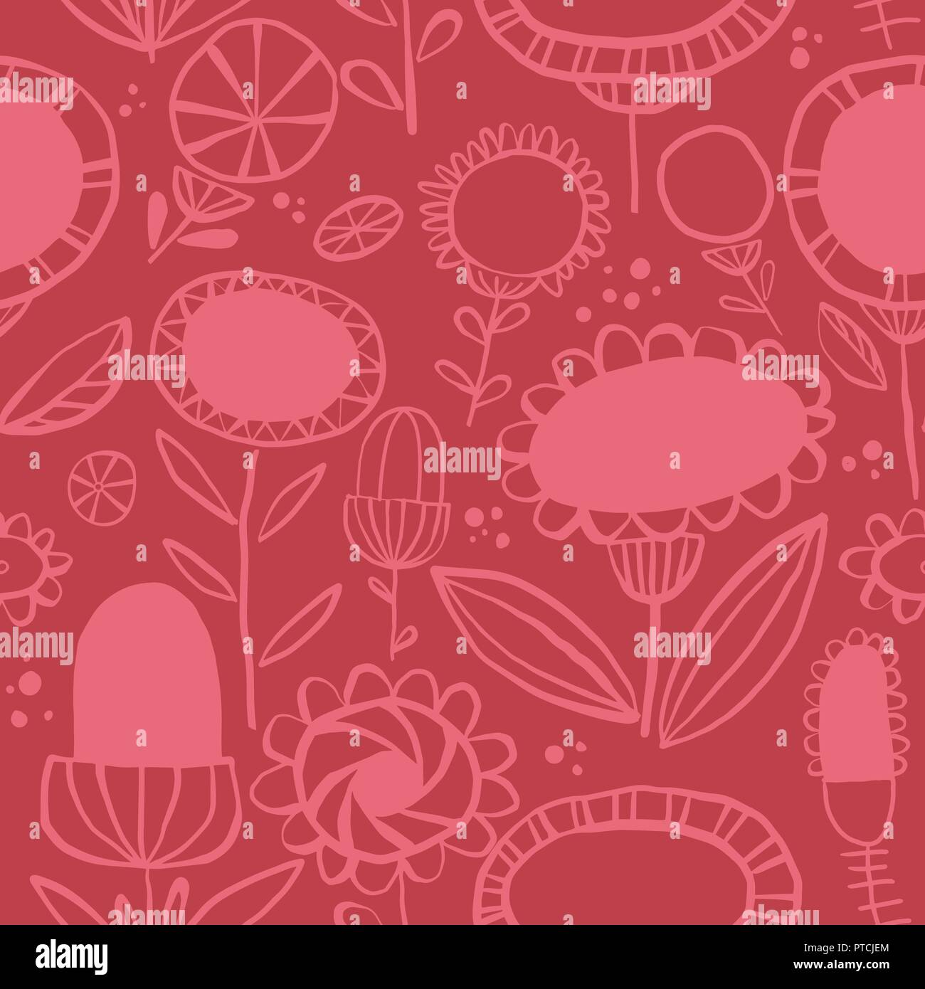 Silhouette vecteur seamless floral folk motif de fond. Idéal pour les tissus, les textiles, le scrapbooking, papiers peints et de l'artisanat. Illustration de Vecteur