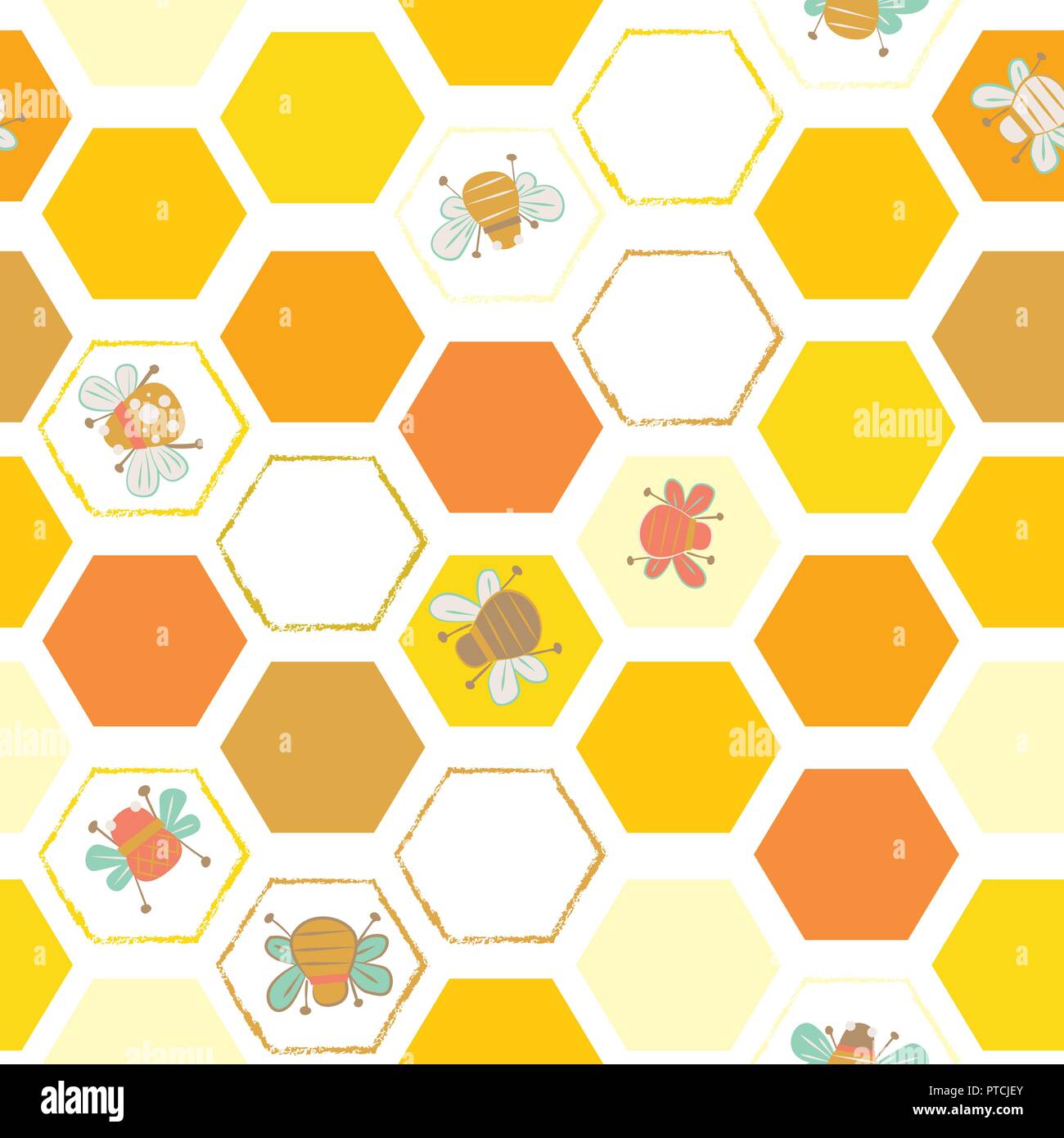 Vector jaune des tuiles hexagonales avec des abeilles de fond transparent. Idéal pour tous les types d'artisanat, d'écran, tissus et patchwork Illustration de Vecteur
