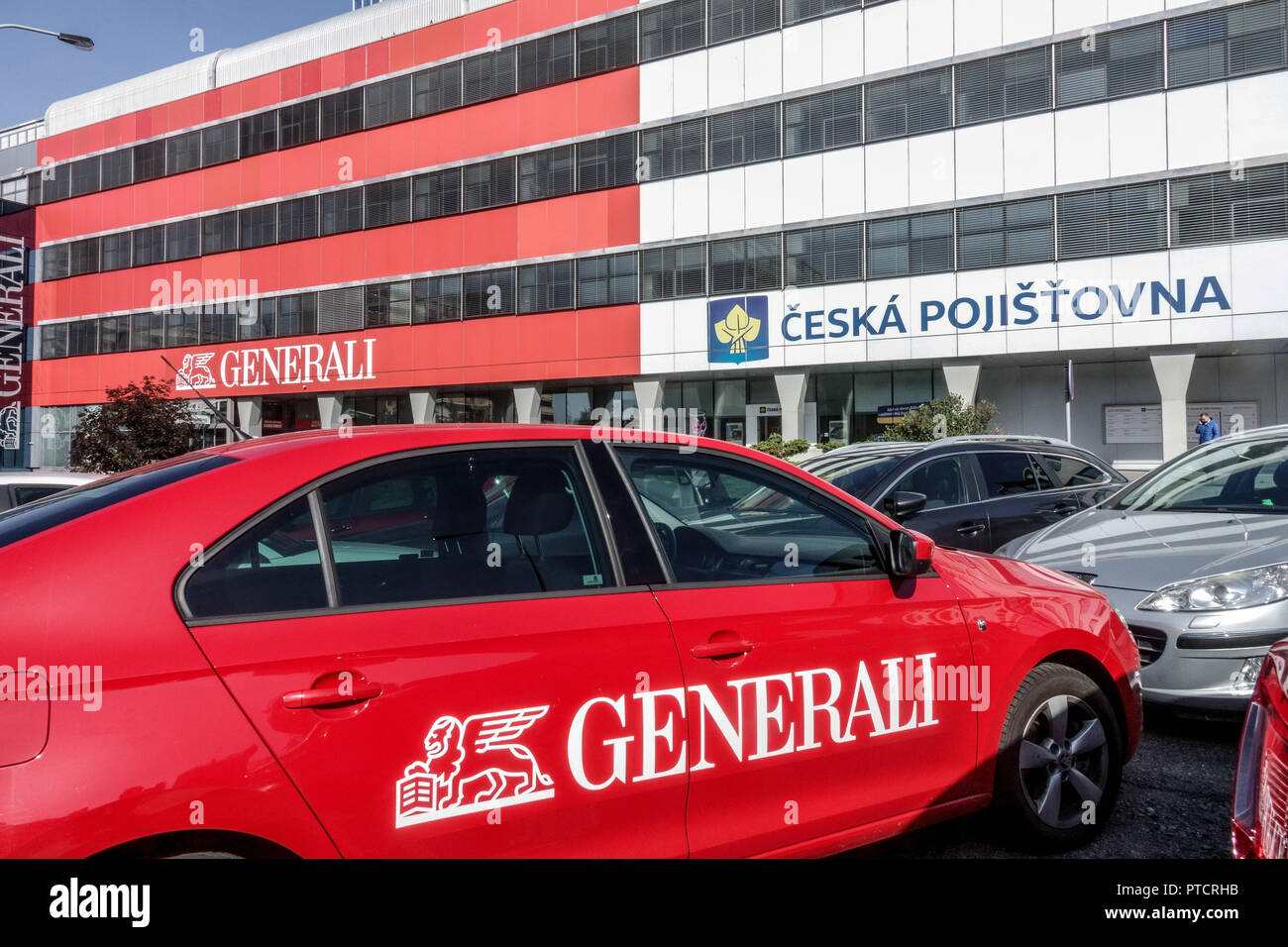 Generali Ceska Pojistovnai logo voiture, assurance, Prague, République tchèque Banque D'Images