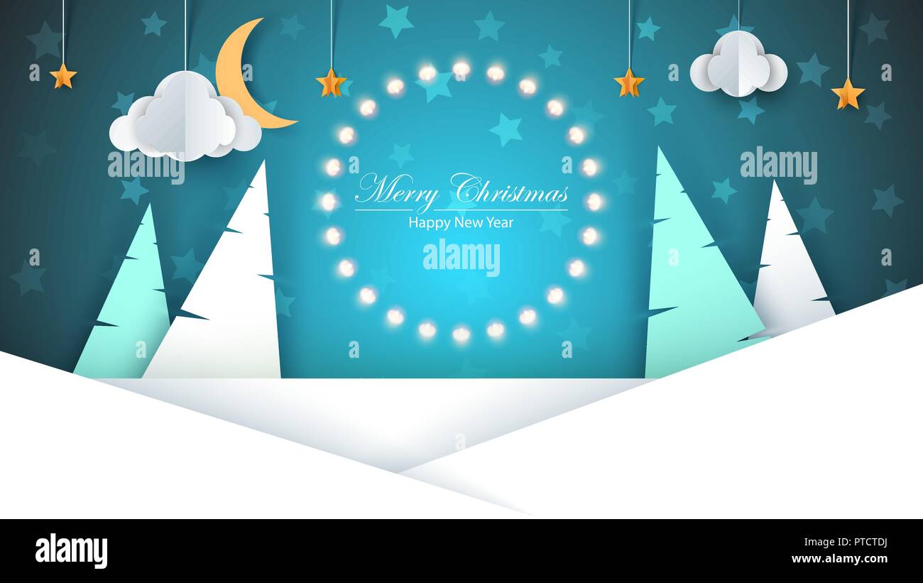 Papier dessin animé nouvel an. Joyeux Noël. Illustration de Vecteur