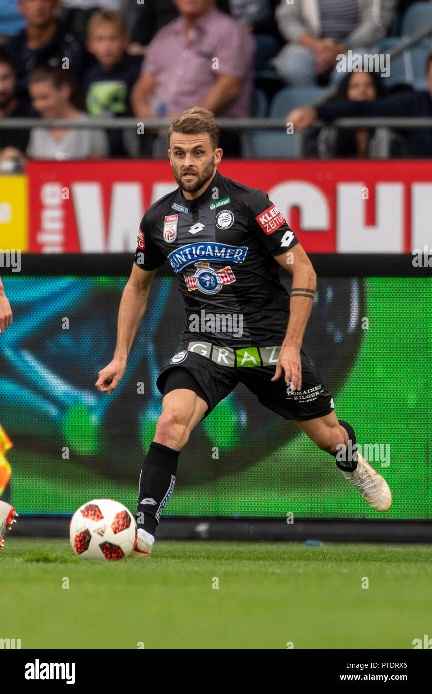 Philipp Huspek Sturm Graz (Autriche) en Bundesliga Tipico '' match entre Sturm Graz 1-2 Red Bull Salzbourg à Merkur Arena sur Octobre 07, 2018 à Graz, en Autriche. Credit : Maurizio Borsari/AFLO/Alamy Live News Banque D'Images