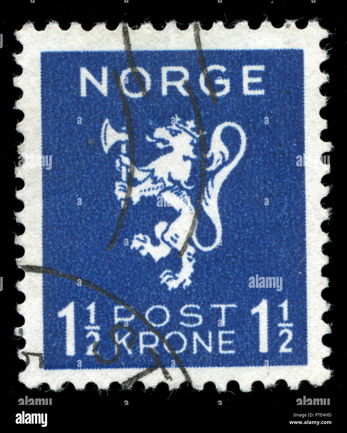 Timbre cachet de la Norvège dans le Lion, les valeurs de type couronne série émise en 1940 Banque D'Images