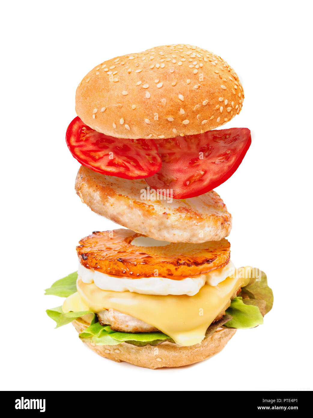 Fresh tasty burger isolated on white Banque D'Images