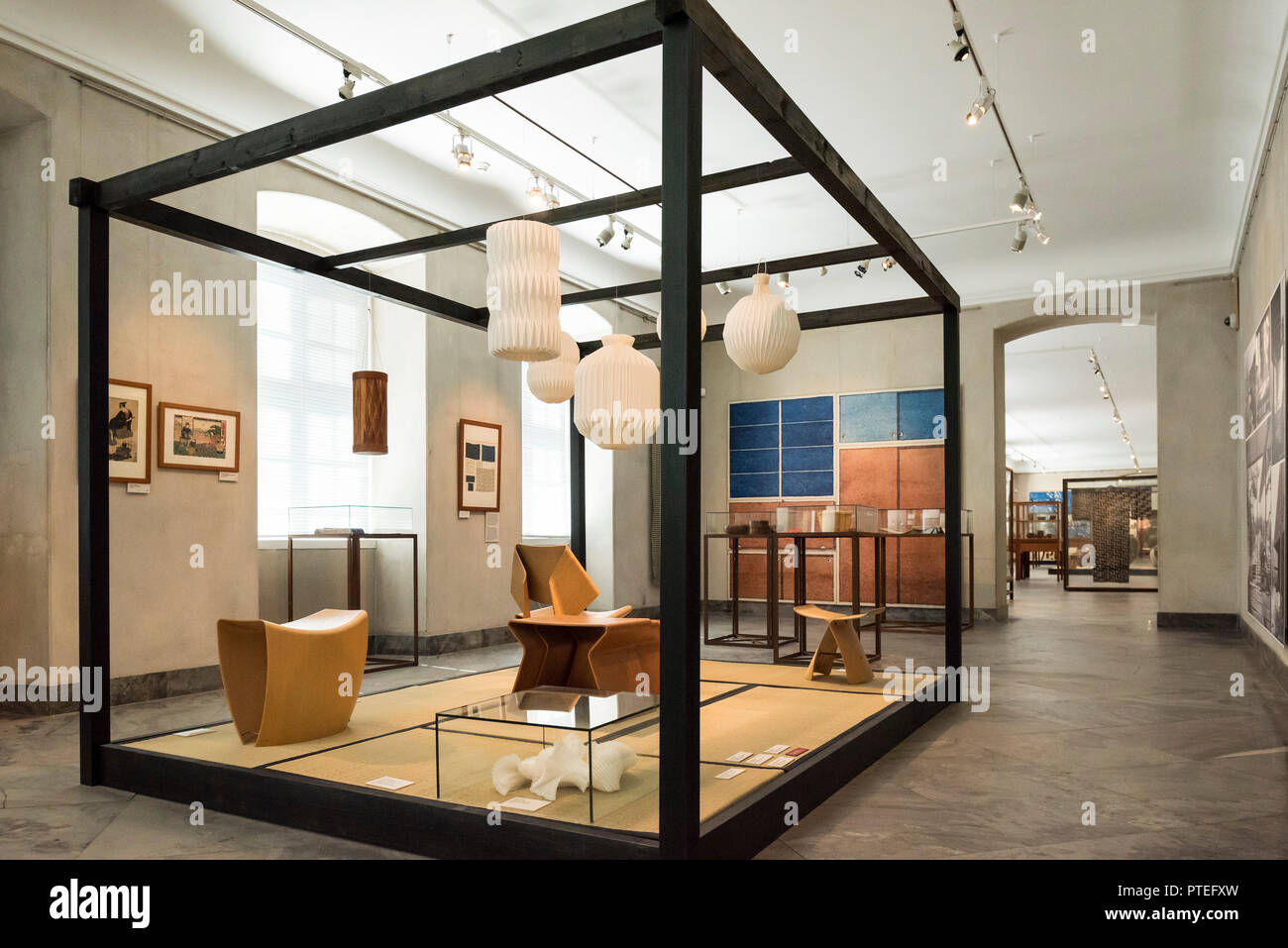 Copenhague. Le Danemark. Musée danois d'art et de design de l'exposition, montrant l'influence de l'esthétique japonaise sur le design danois. Banque D'Images