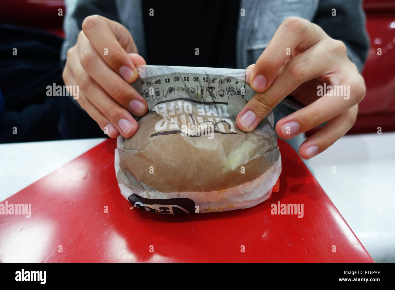 Fast food australienne Hungry Jack's (Burger King burger de boeuf) Banque D'Images