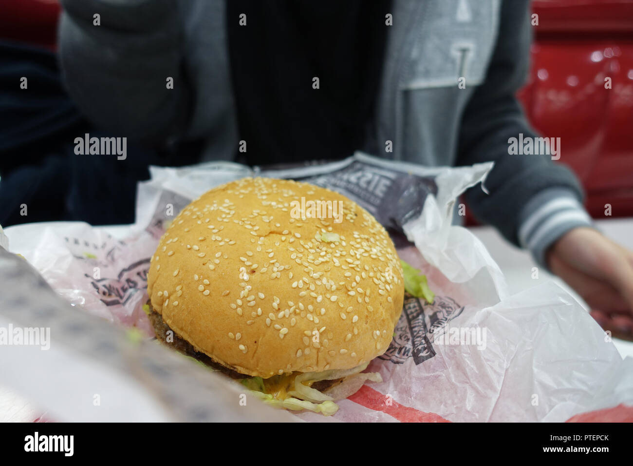 Fast food australienne Hungry Jack's (Burger King burger de boeuf) Banque D'Images