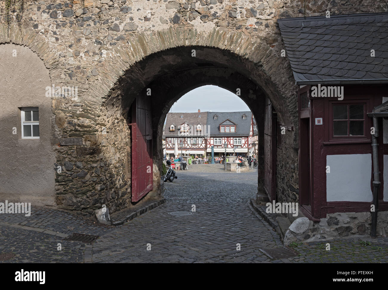 Maisons à colombages historique sur la place du marché dans la vieille ville de Braunfels, Hessen, Allemagne. Banque D'Images